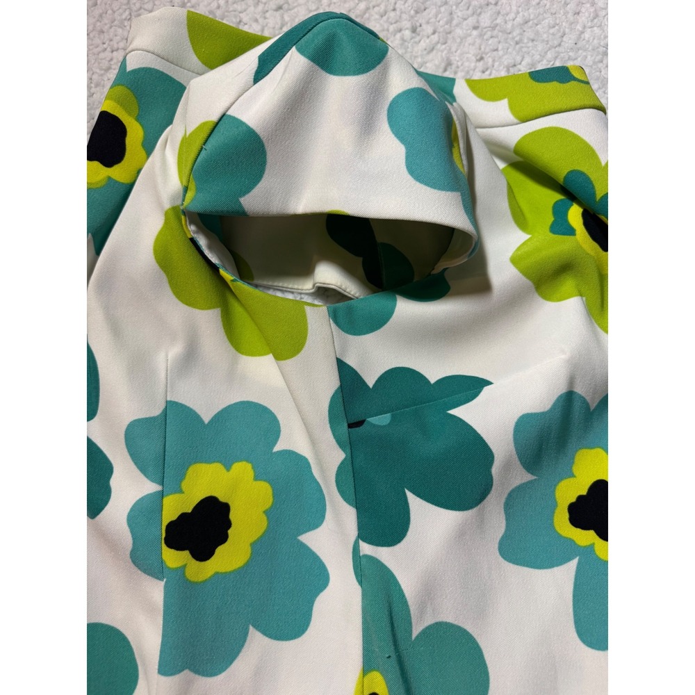 AGB Dress Womens Size 6 Floral Sheath Cap Sleeve Exposed Zipper Teal Lime White - Picture 13 of 13